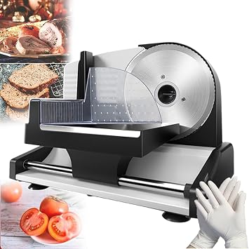 Meat Slicer 200w Electric Deli Food Cutter/Vegetable Cutter Slicer/Adjustable Thickness 1-15mm For Commercial And Home Use Sliced Meat Cheese Bread