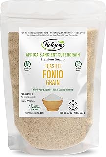 Nafajama Premium Gluten-Free Toasted Fonio Grain | Ancient African Super- grain| All-Natural, Non-GMO, Vegan, High-Fiber Superfood - 1 Bag of 2 lb / 907g