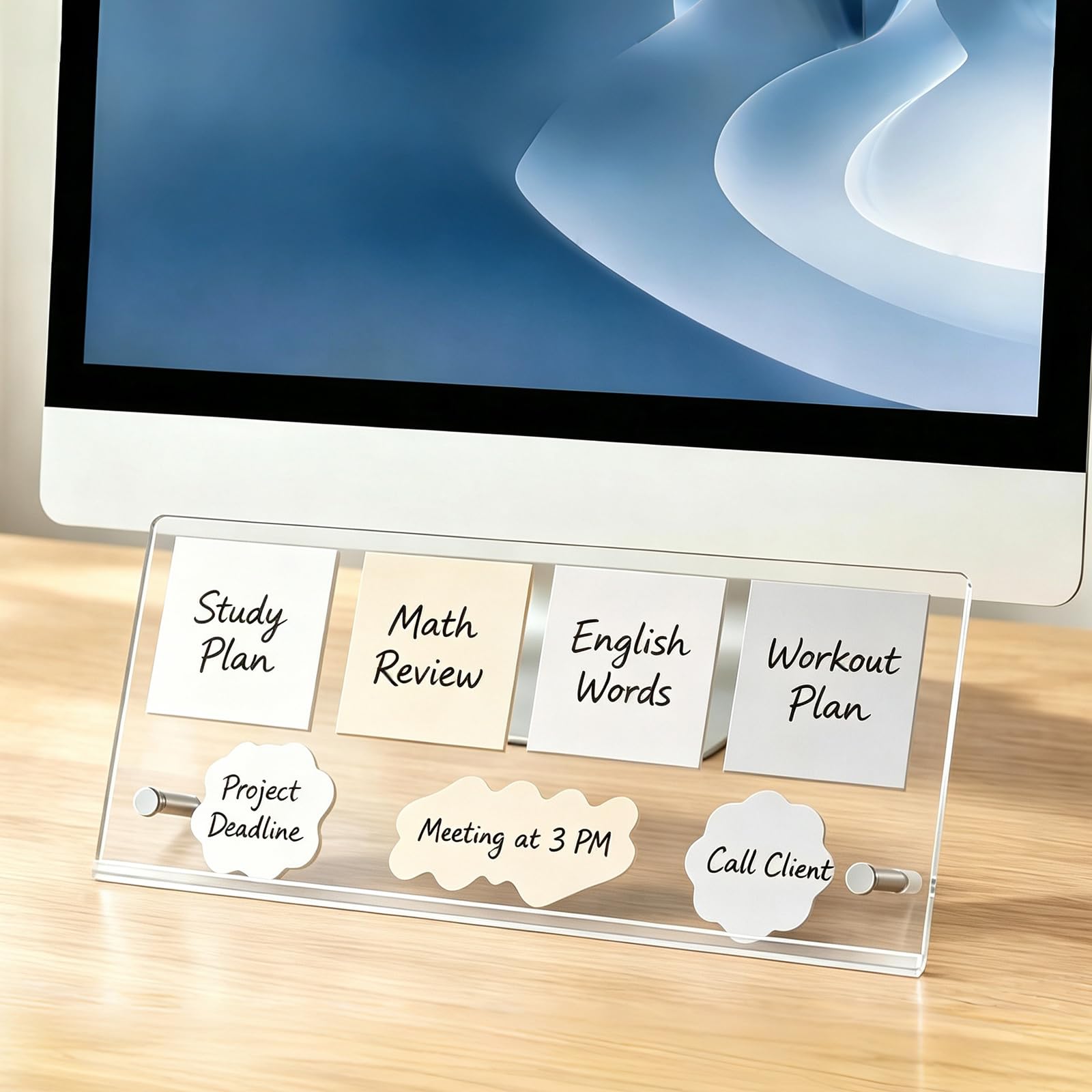 Wonninek Acrylic Monitor Memo Board, 38 x 18cm Sticky Note Holder