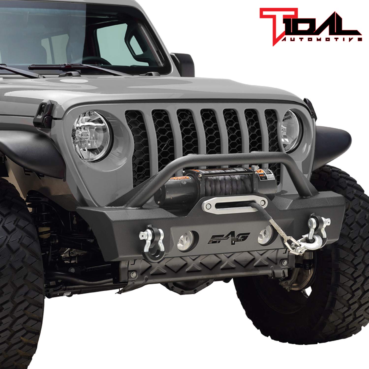 Tidal Fit for 2020 2022 Wrangler JT Gladiator Off-road Front Bumper W/Fog Light Hole