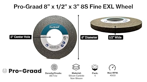 Miniatura 115 de EXL 09549 - Rueda de desbarbado, 6 x 1 pulgada x 1 pulgada fina, carburo de silicio, rueda de desbarbado, acabado y pulido de metal, convoluto, 09549