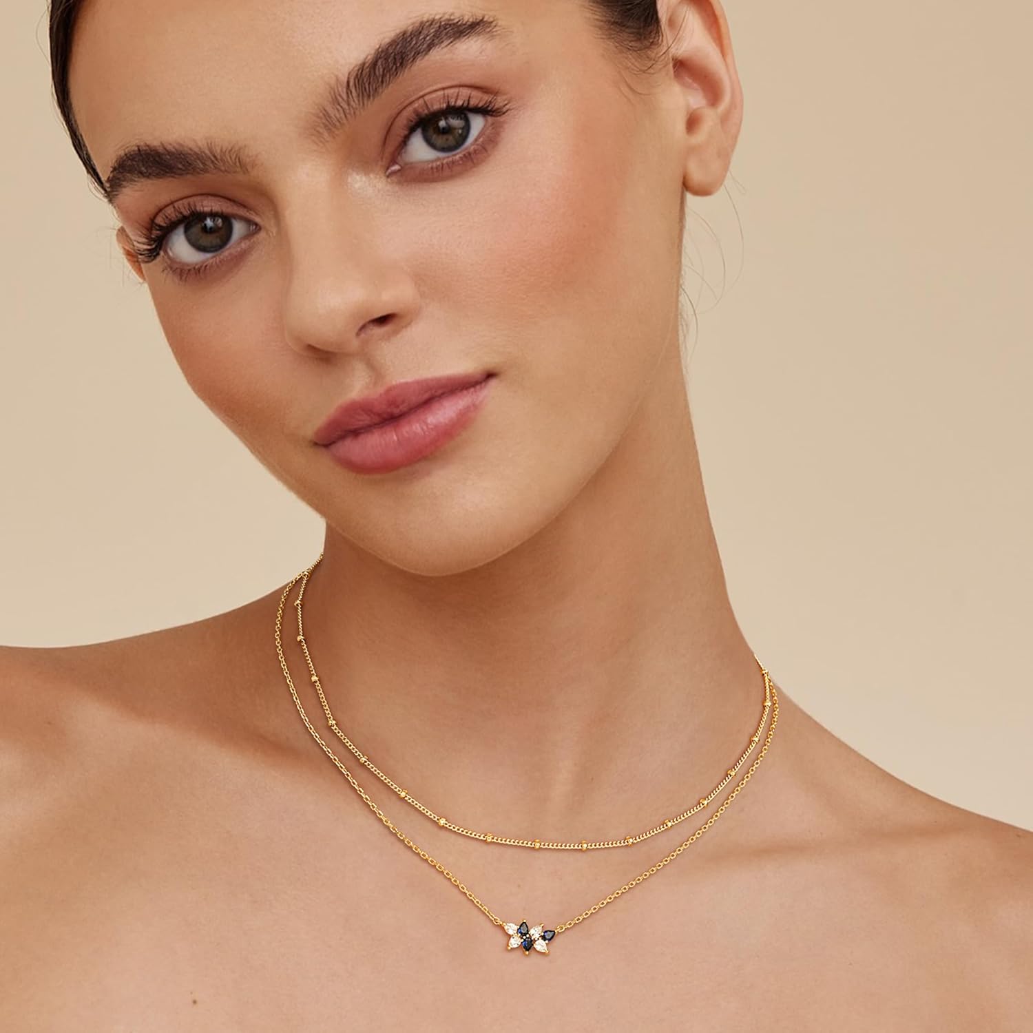 Dainty Gold Necklaces for Women Cubic Zirconia 14k Gold Plated Layered Necklaces, Simple Diamond Choker Necklaces Trendy Jewelry Gifts - Image 2