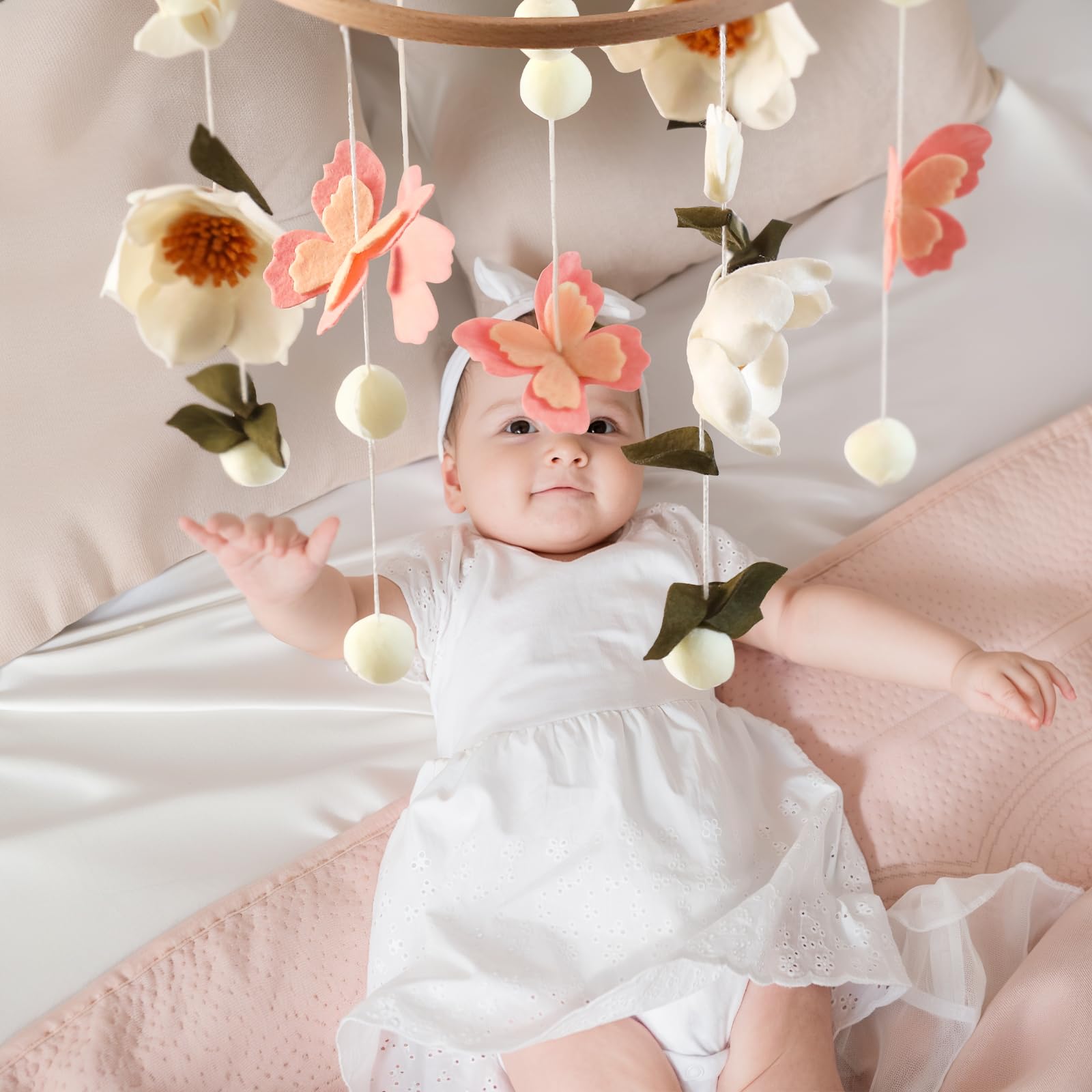 Giostrina per culla per bambini e bambine, mobile floreale per culla, decorazione per cameretta dei bambini, giocattolo da appendere alla culla per neonati