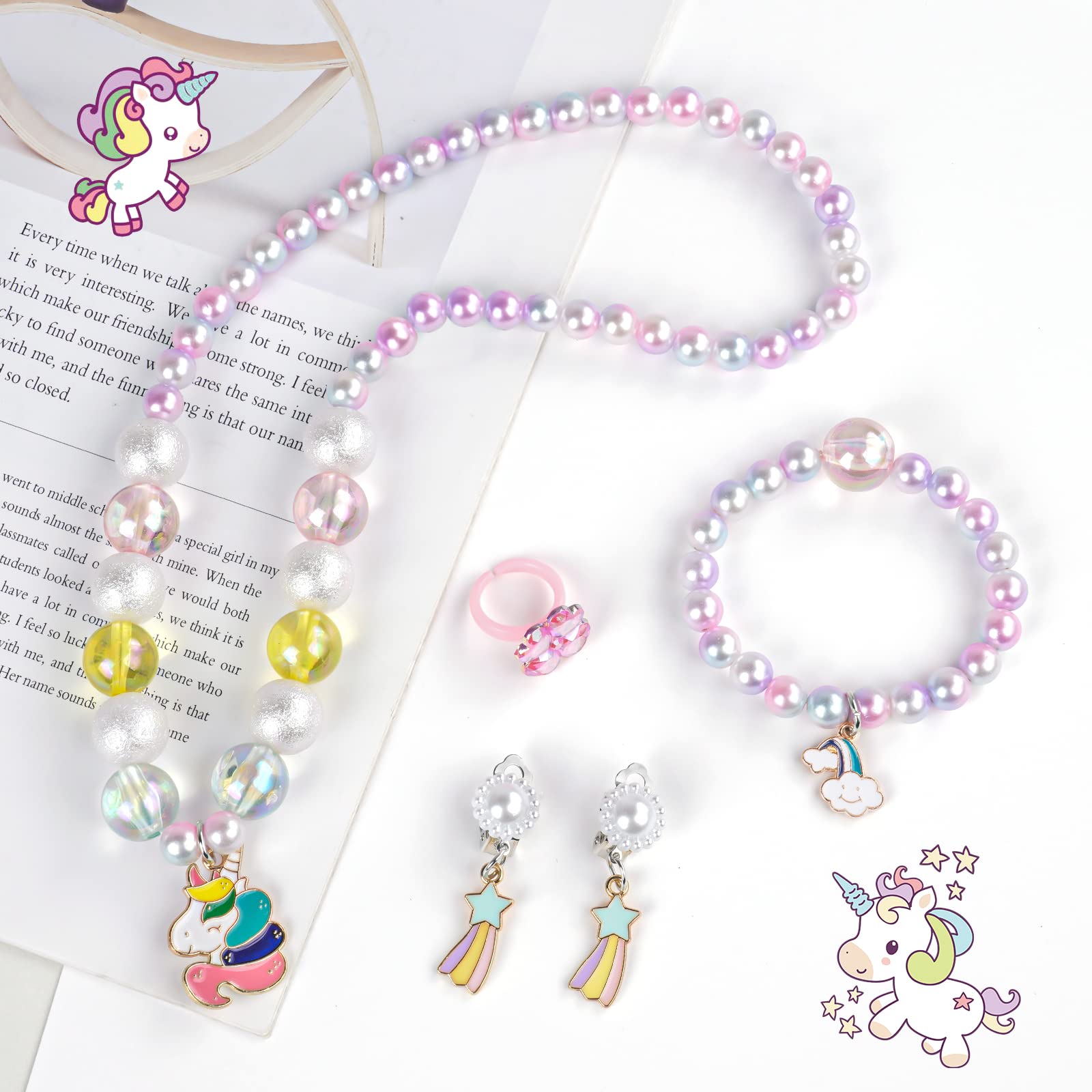 Set Gioielli Unicorno Per Bambine - 10 Pezzi Con Collane E Bracciali Regalo Per Feste - Foto 2