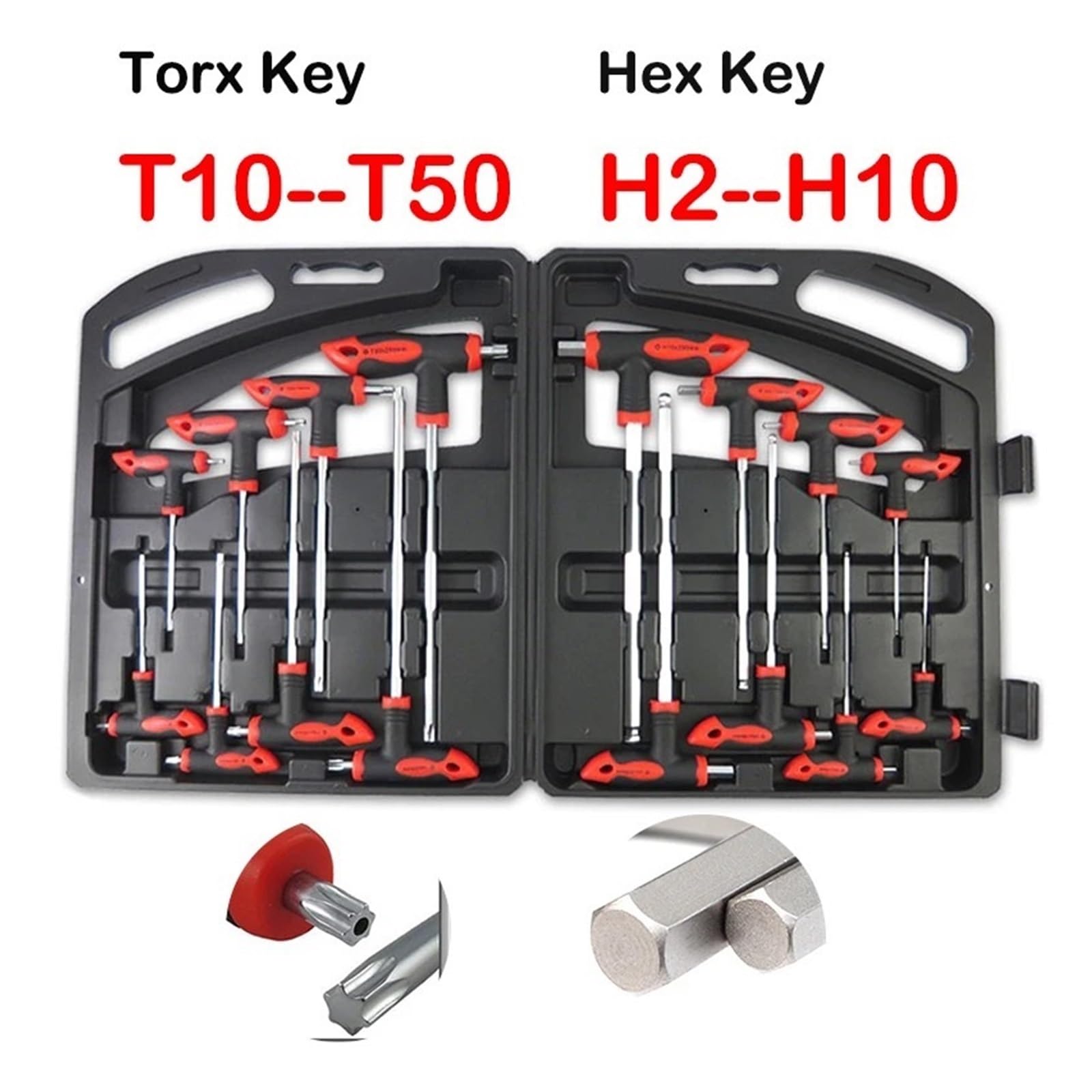 Set Di Chiavi Inglesi 16 Pezzi Chiave Torx Con Impugnatura A T Chiave Esagonale T10-T50 H2-H10 Set Di Chiavi A Testa Sferica Set Di Chiavi A Stella Set Di Utensili Manuali For Riparazioni Strumenti In