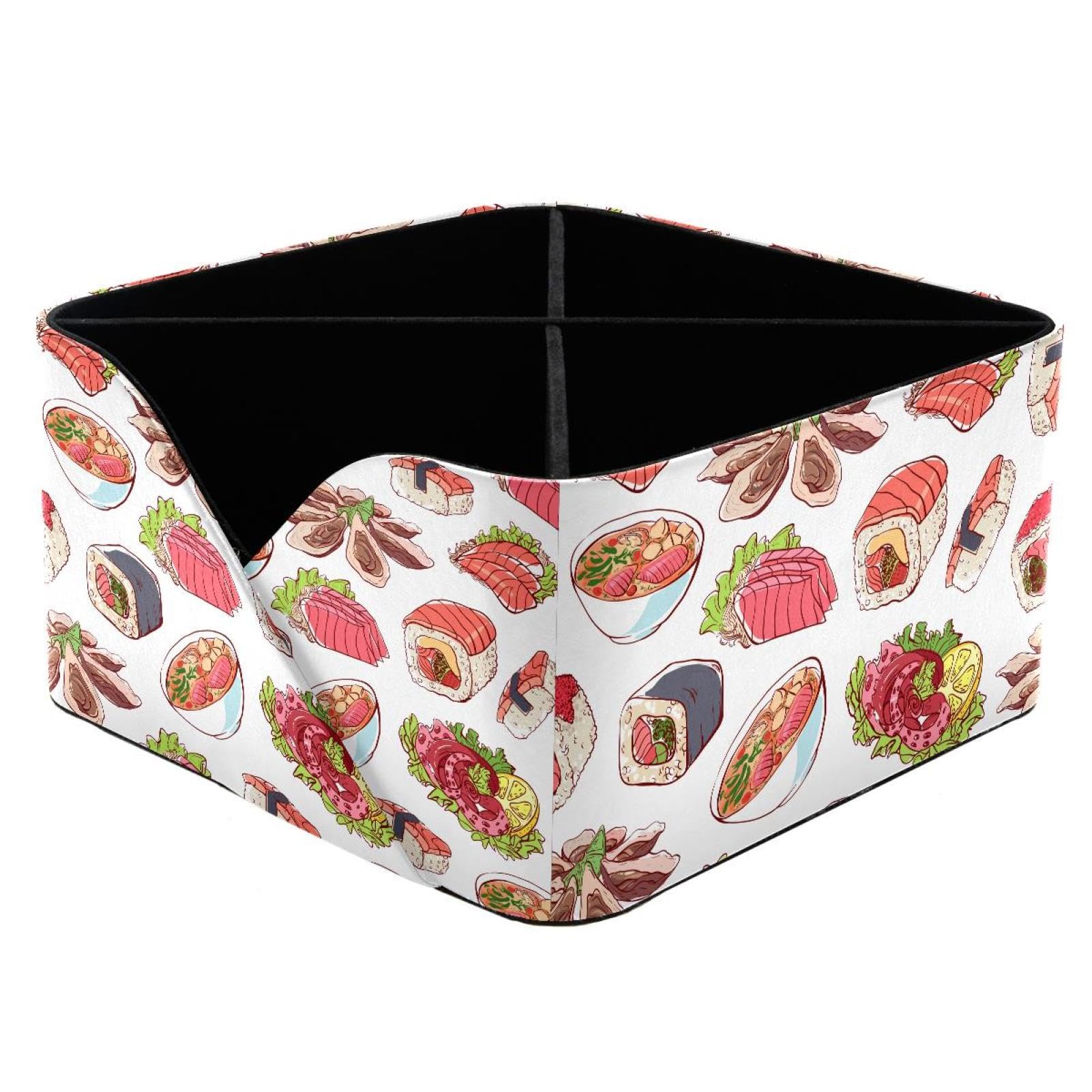 KengjuTesu Japanese Octopus Oysters Tuna Nigiri Sushi Roll Desktop Organizer Pen Holder, Rectangular Pencil Cup for Office, Study and Makeup Stations