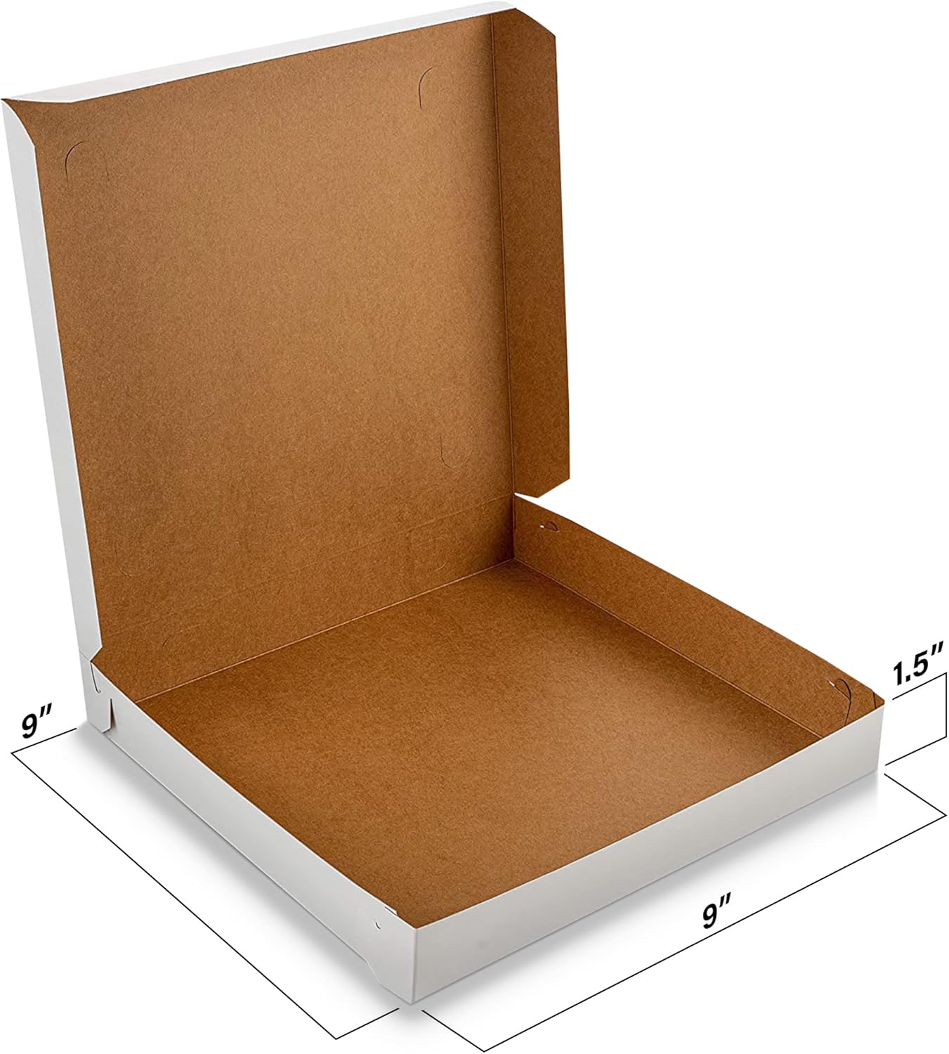 MT Products 9" Length x 9" Width x 1.5" Depth Lock Corner Clay Coated White Thin Pizza Box (20 Pieces) : Industrial & Scientific