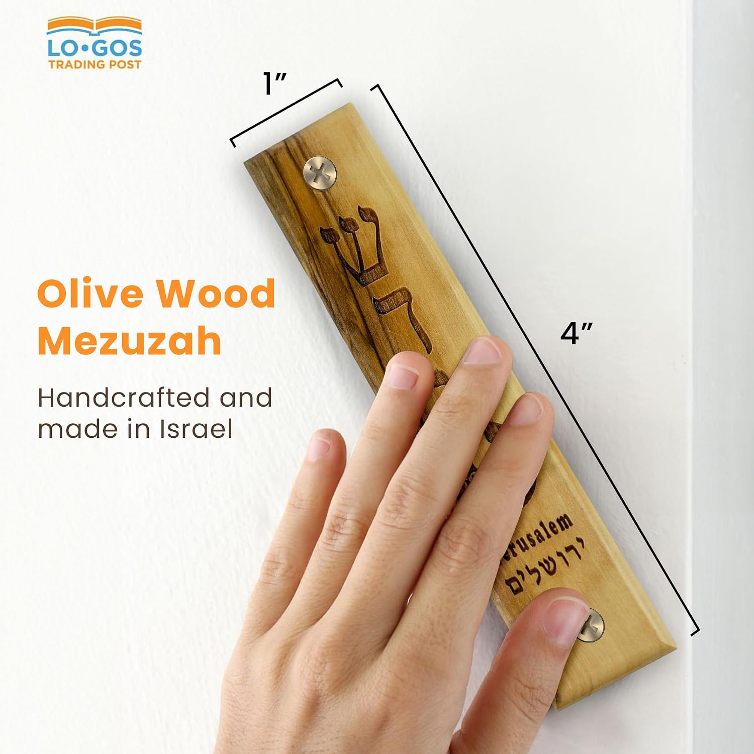 Logos Trading Post Olive Wood Mezuzah with Scroll for Door & Wall | Shaddai Inscription with Dove & Olive Branch Artwork, Meaningful Home Blessing for Entryways, Living Spaces, and Prayer Areas