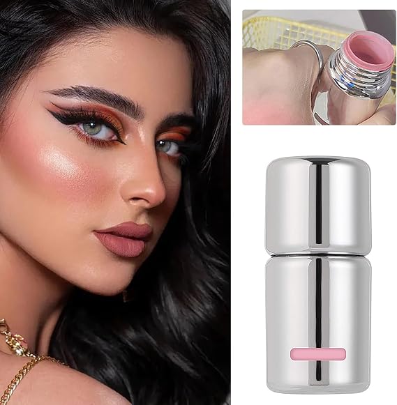 AZTK Jelly Color Liquid Blush, Aztk Liquid Blusher for Cheeks, Natural and Long-Lasting, Contour Stick with Sponge Head, 3 In 1 Matte Nude Makeup Blusher for Mature Skin (03#)