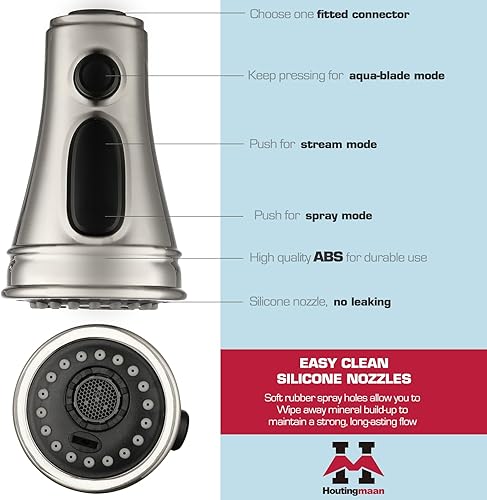 Miniatura 3 de Cabezal de grifo de fregadero de cocina, cabezal rociador extraíble de 3 funciones, boquilla rociadora de grifo con 11 adaptadores, compatible con