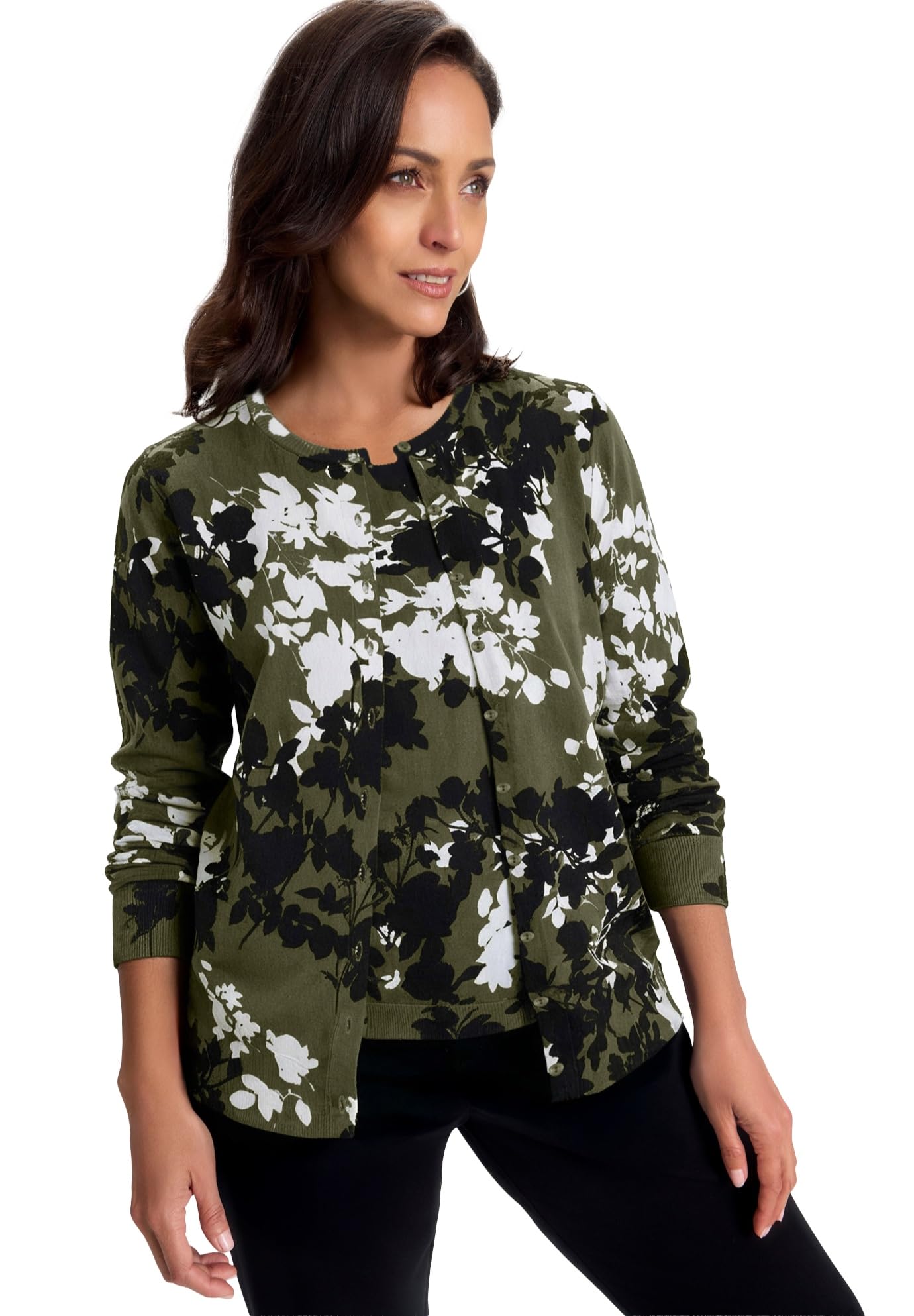 Jessica London Womens Plus Size Fine Gauge Cardigan