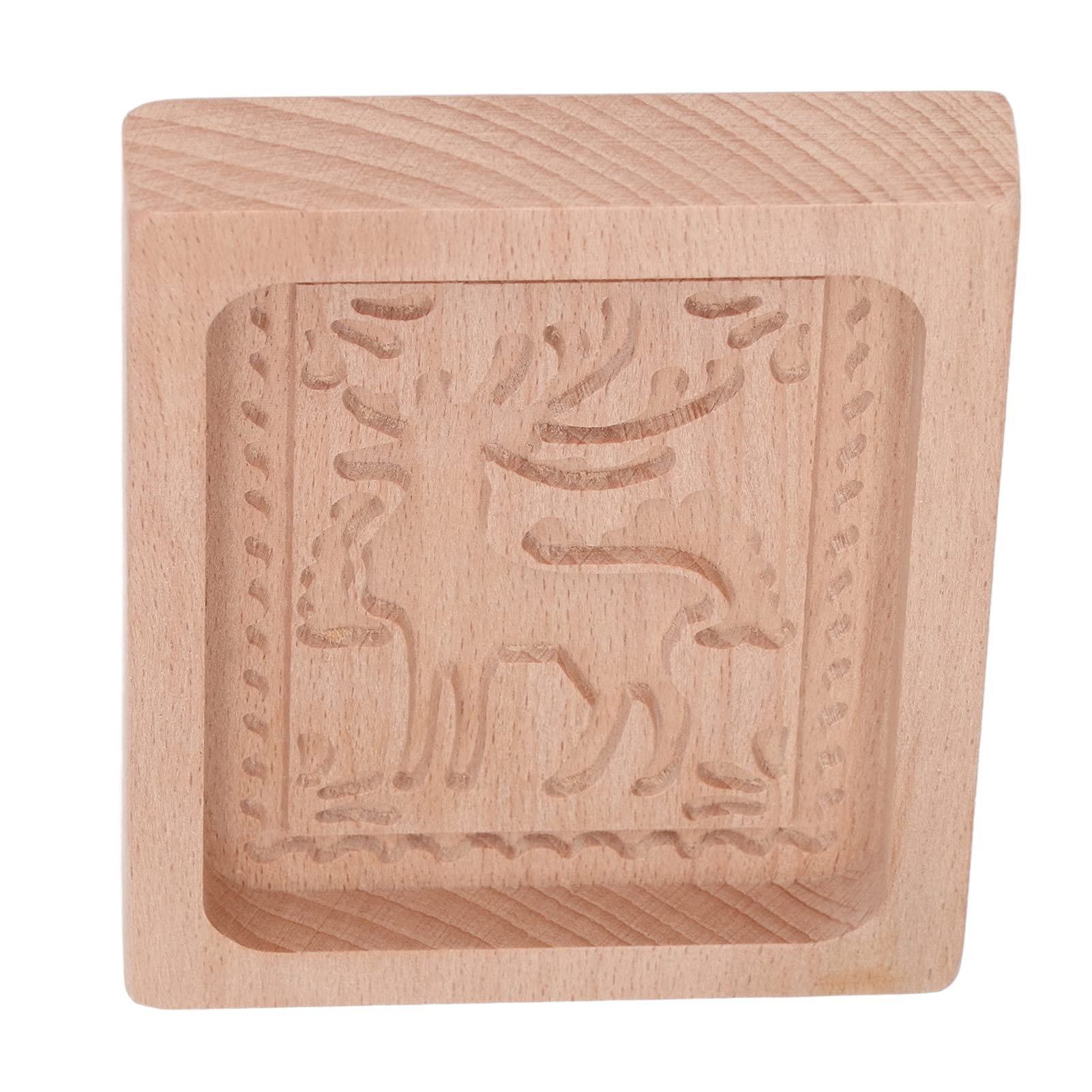Wakects Molde de Madera Tallada para Galletas, Madera de Haya, Prensa de Pan de Jengibre, Molde para Sellos, Liberación Suave, Patrones en Relieve, Fácil de Limpiar para Galletas, Pan, Chocolate, (#4)