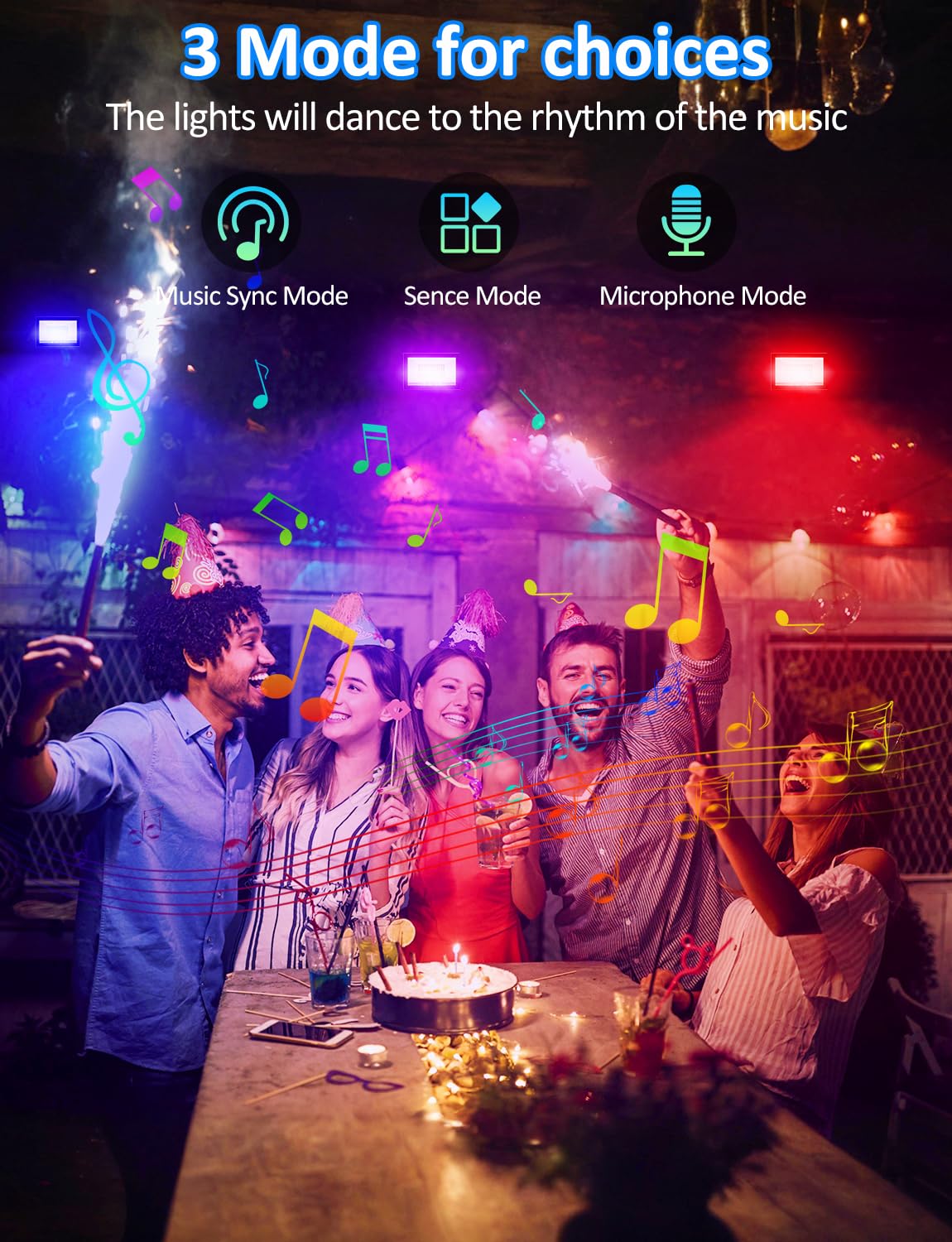 NATPOW Faretto LED per esterni 60W, faretti led esterno con telecomando e controllo app Bluetooth, dimmerabile proiettori che cambia colore, IP66 impermeabile per giardino, cortile, feste (2 pezzi)