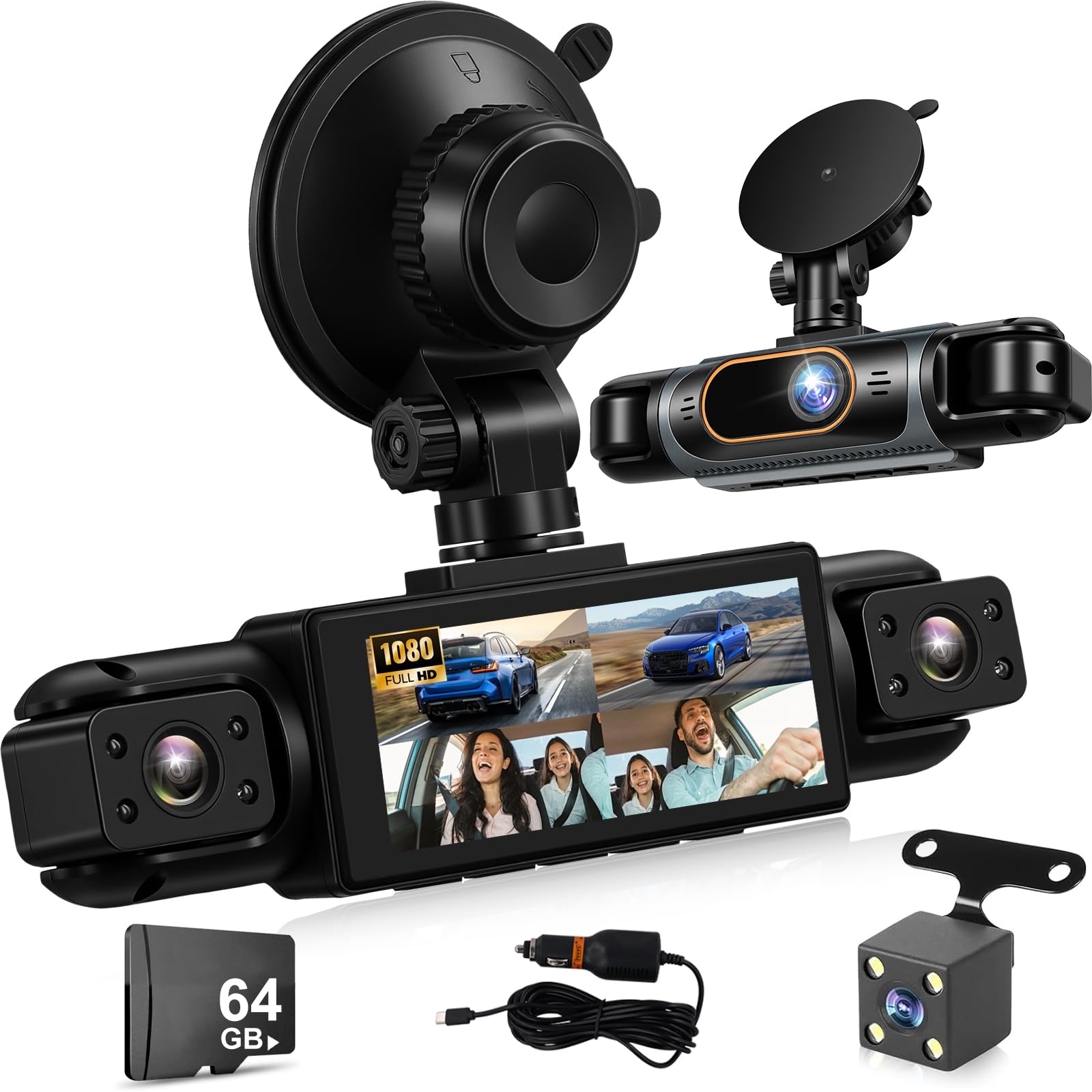 NHOPEEW 360 Grad Dashcam Unterstützt Loop-Aufnahme und 150° Weitwinkel