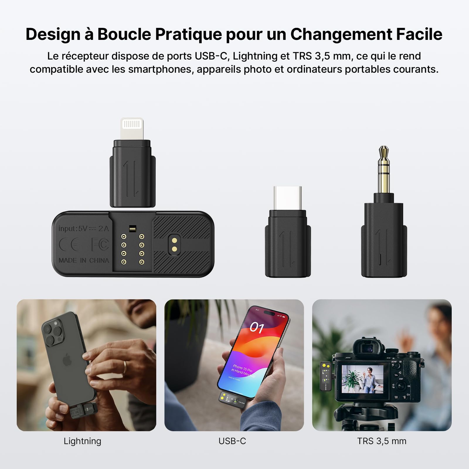 FULAIM X5M Micro Cravate sans Fil (2TX+1RX+Étui de Chargement), Lavalier Microphone Système avec Enregistrement embarqué 4G, Wireless Microphone pour iPhone Android Caméra Youtube VLOG TIK Tok