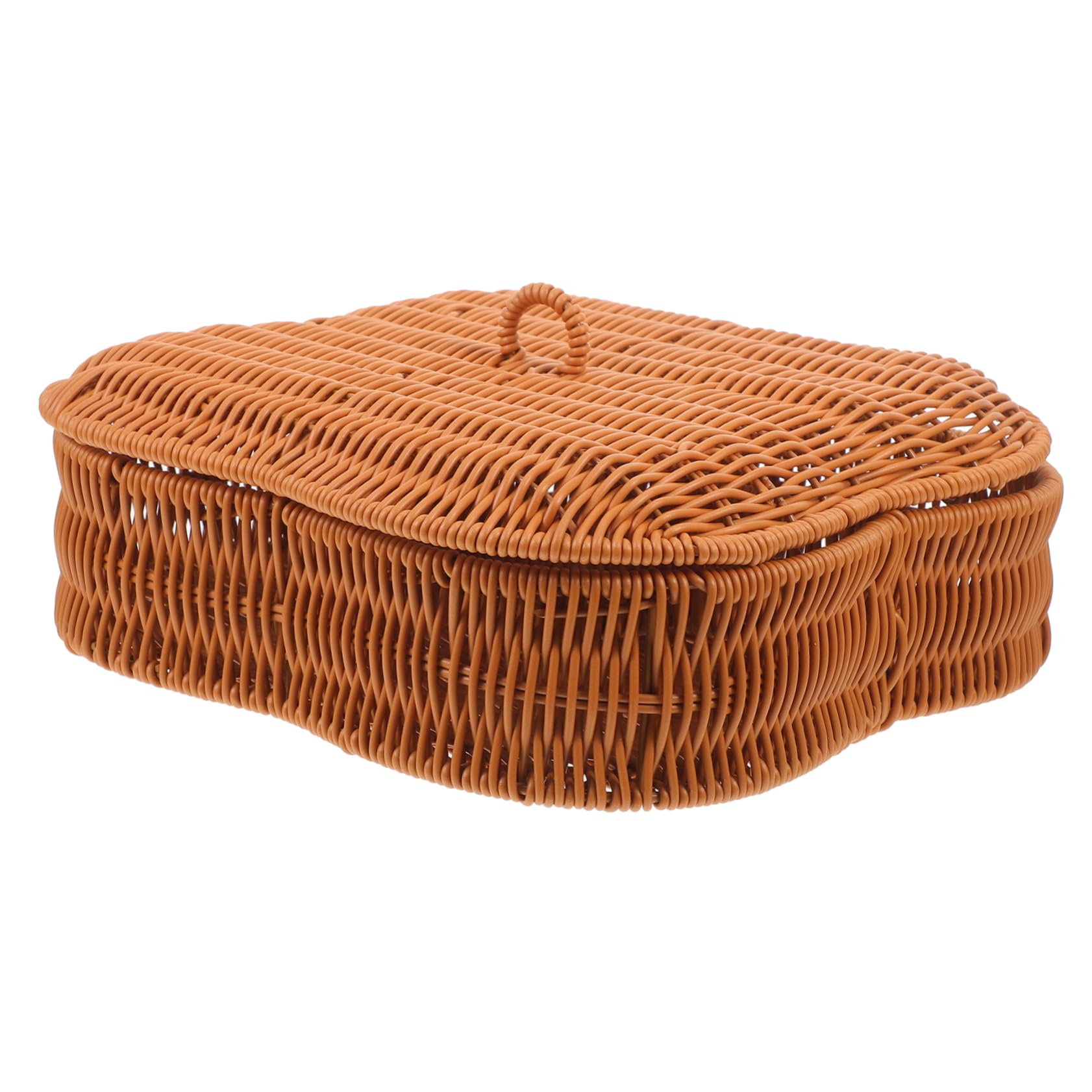 Cabilock Woven Snack Basket Mit Deckel Praktischer Aufbewahrungskorb Für Snacks Obst Und Mehr Für Picknicks Partys Und Täglichen Gebrauch Blumenmuster