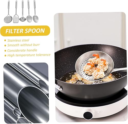 Miniatura 4 de 1 juego de utensilios de cocina de acero inoxidable resistentes al calor, vajilla plateada para cocinar y servir utensilios de cocina esenciales