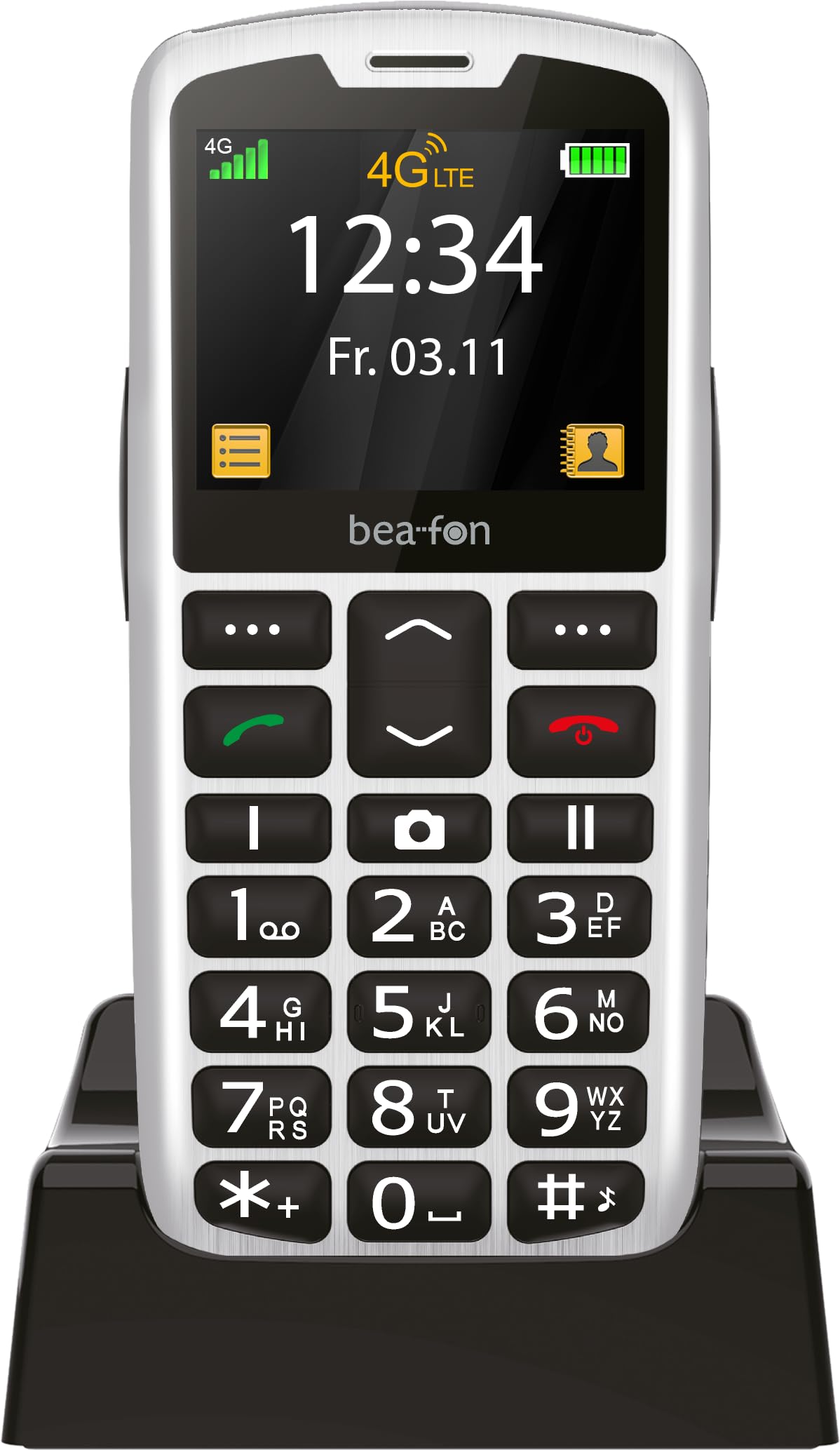 Beafon, SL260 LTE 4G, Silverline, teléfono para Personas Mayores con botón de Llamada de Emergencia SOS, Compatible con audífonos, M4/T4, señal de luz, Pantalla de 5.58 Pulgadas