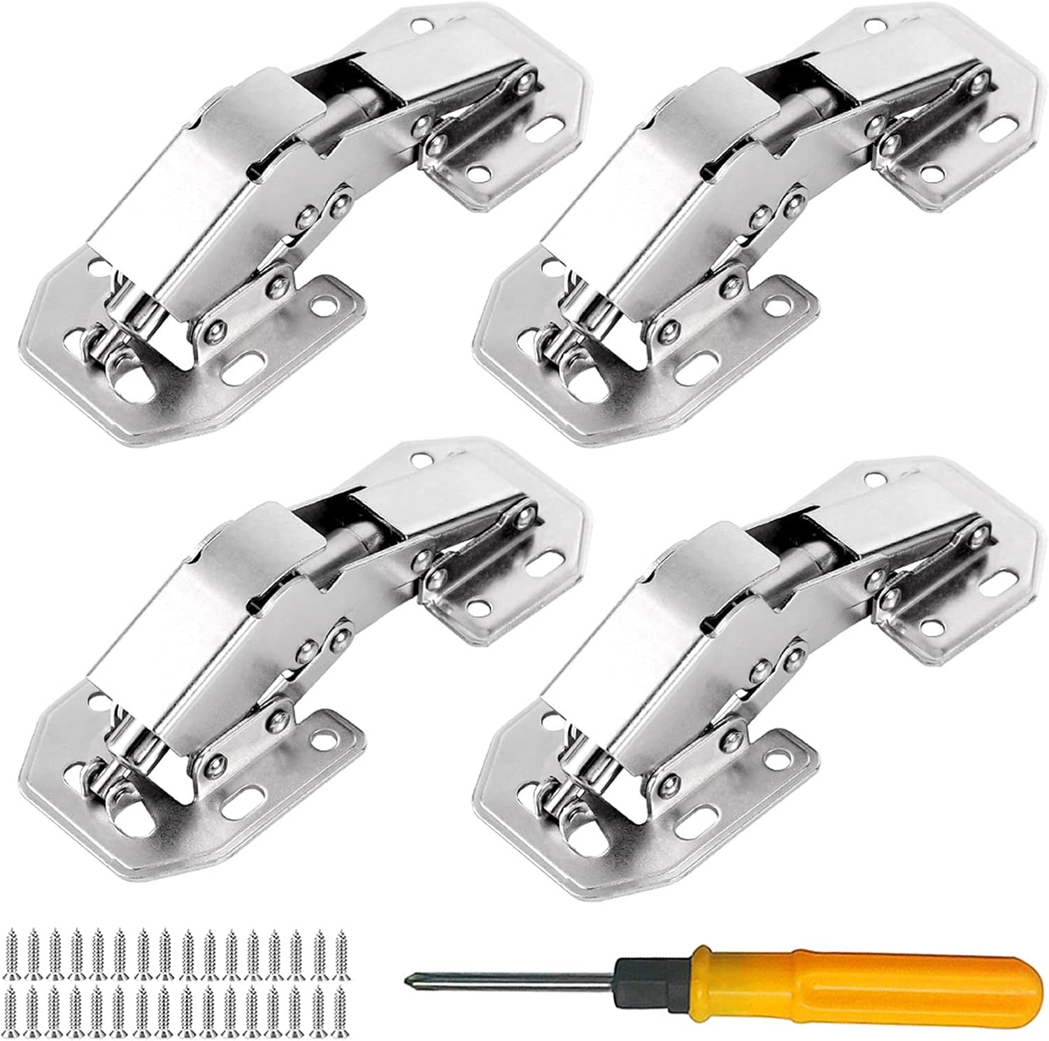 Jiaxitek 4Inch Hidden Hinges 4Pack 90 Degree Soft Close, Surface