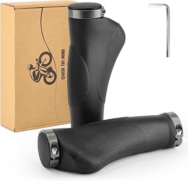GXCROR Ergonomic Bike Grips with Anti-Slip Dot Design | Shock-Absorbing Rubber Handlebar Grips for Mountain Bikes | 130mm Locking MTB Grips