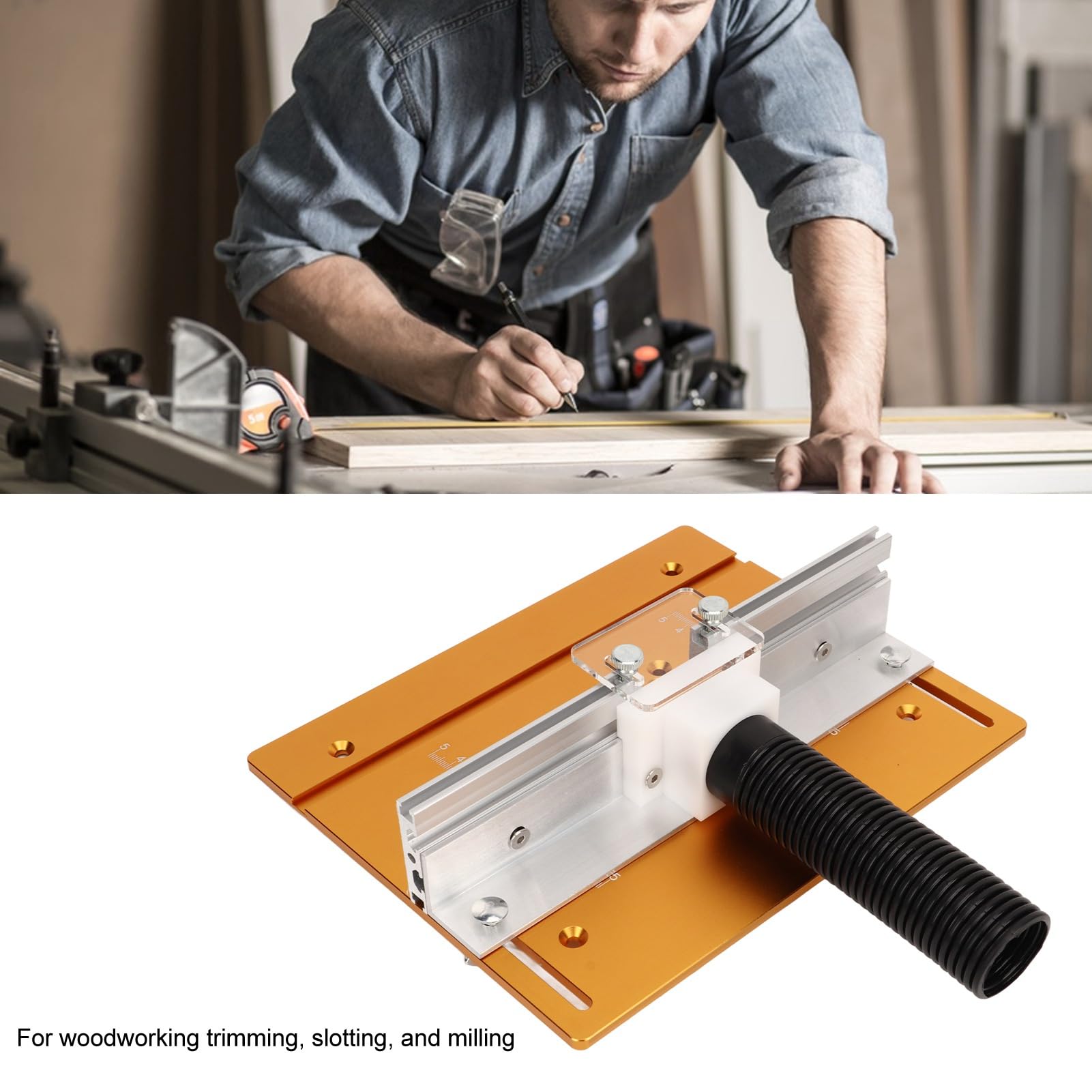 Placa de inserción de mesa enrutador, herramienta de tablero abatible para carpintería de aluminio
