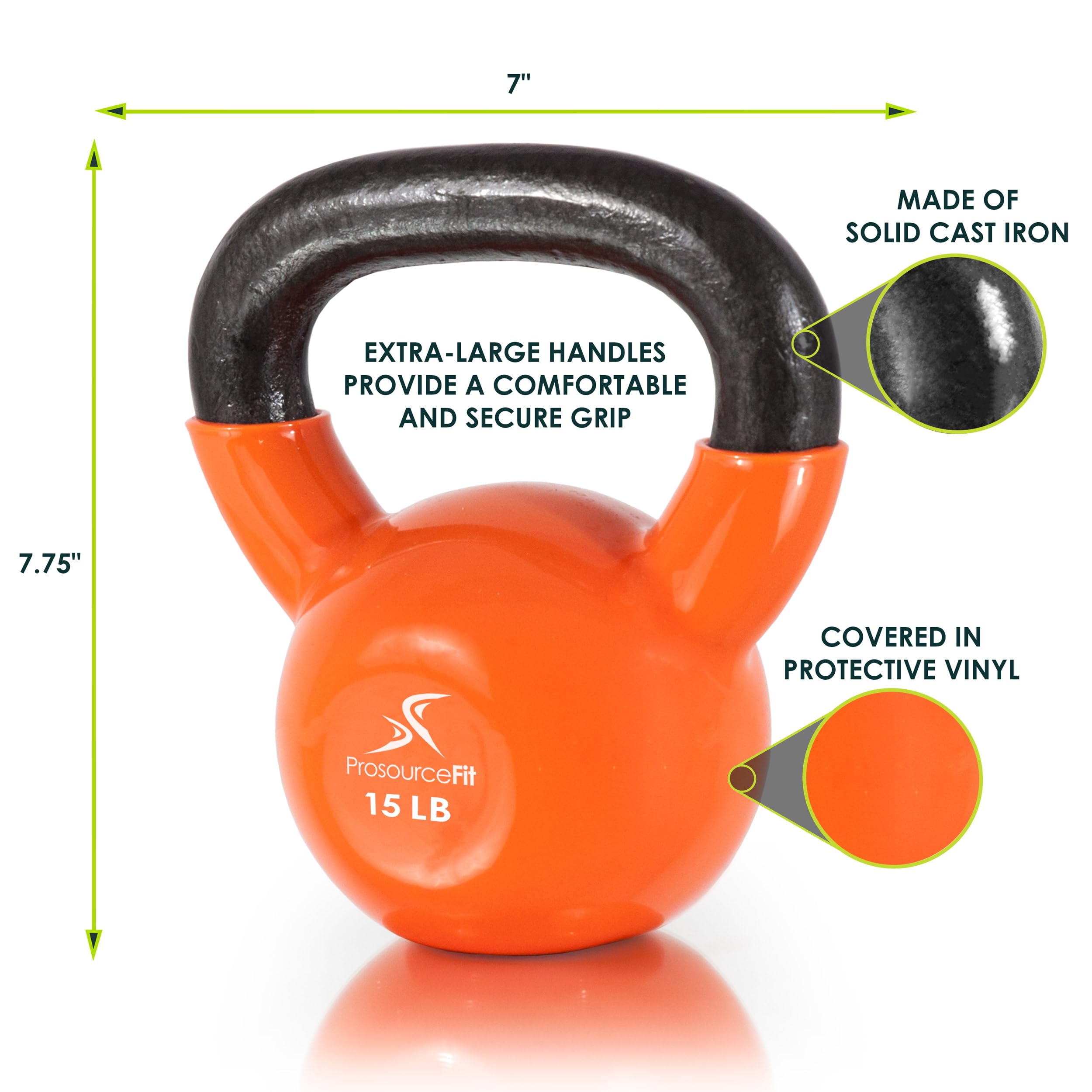 ProsourceFit Vinyl Coated Cast Iron Kettlebells for Full Body Fitness Workouts