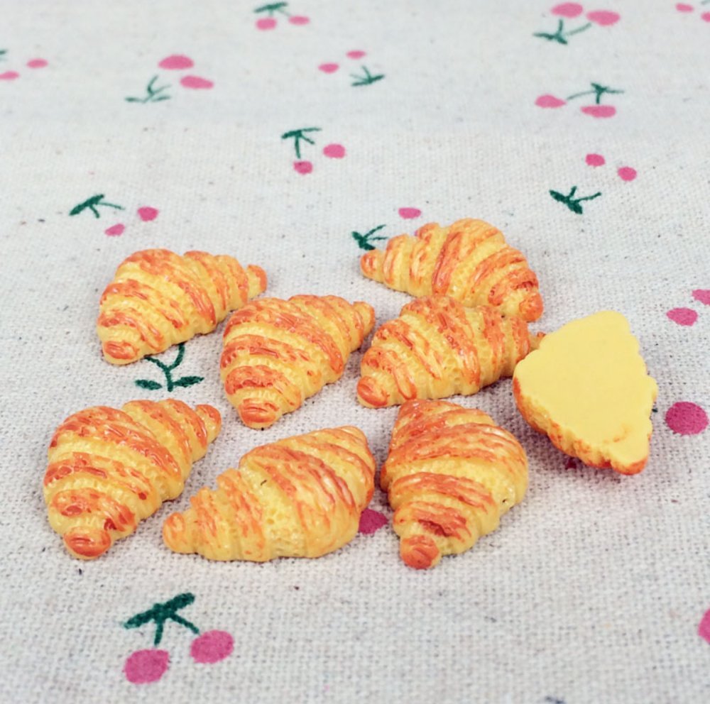 10pcs Croissant Bread Fake Food Miniature Fake Food Dessert Flat Back Cabochons Decoden Flatback DP129