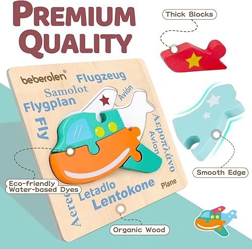 Miniatura 3 de Rompecabezas de madera para niños pequeños de 1 a 3 años con forma de vehículo, rompecabezas grueso Montessori de madera, juguete Montessori de 2 a