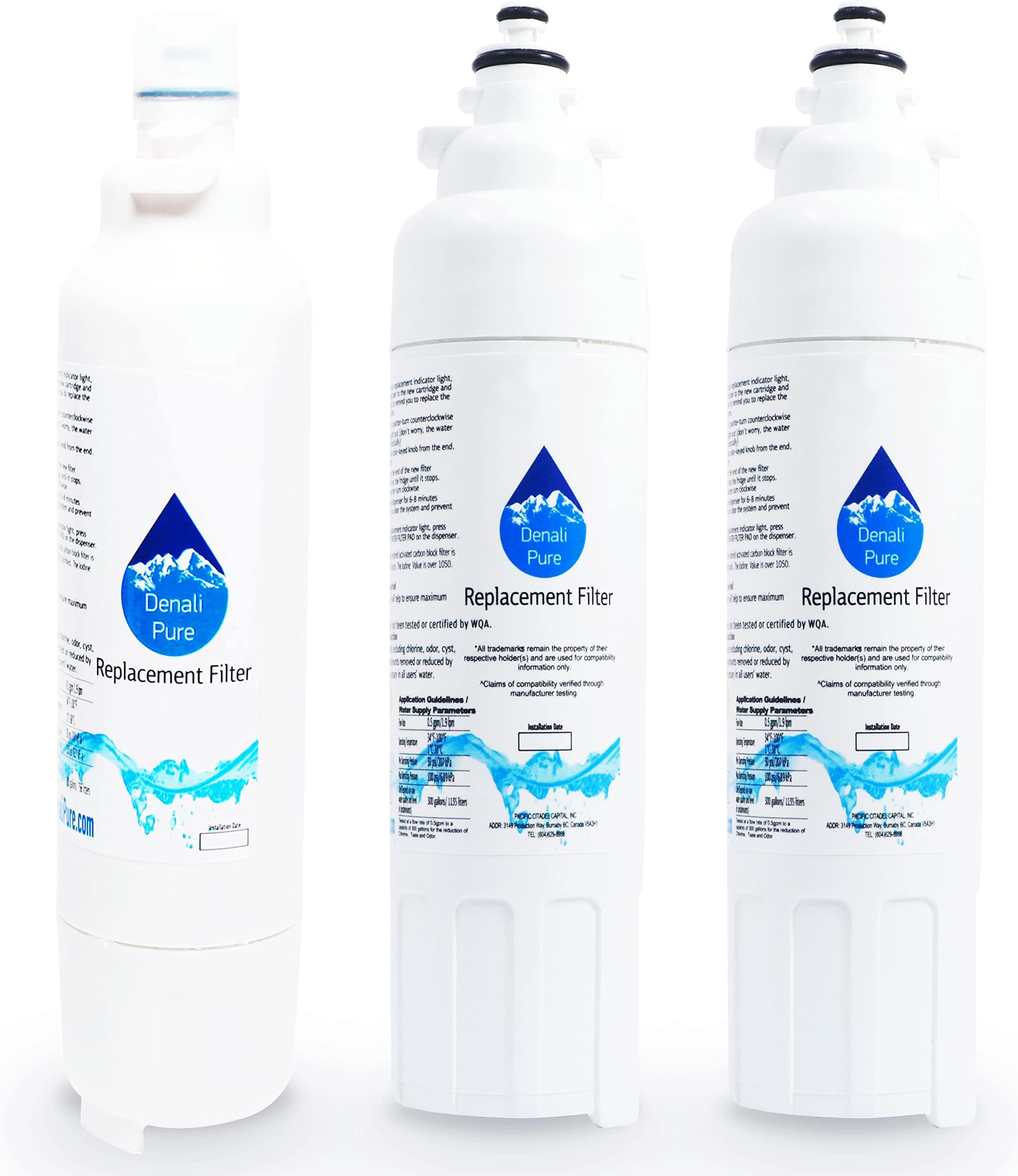 3-Pack Replacement for LG LMXS30776S Refrigerator Water Filter - Compatible with LG LT800P, ADQ73613401 Fridge Water Filter Cartridge