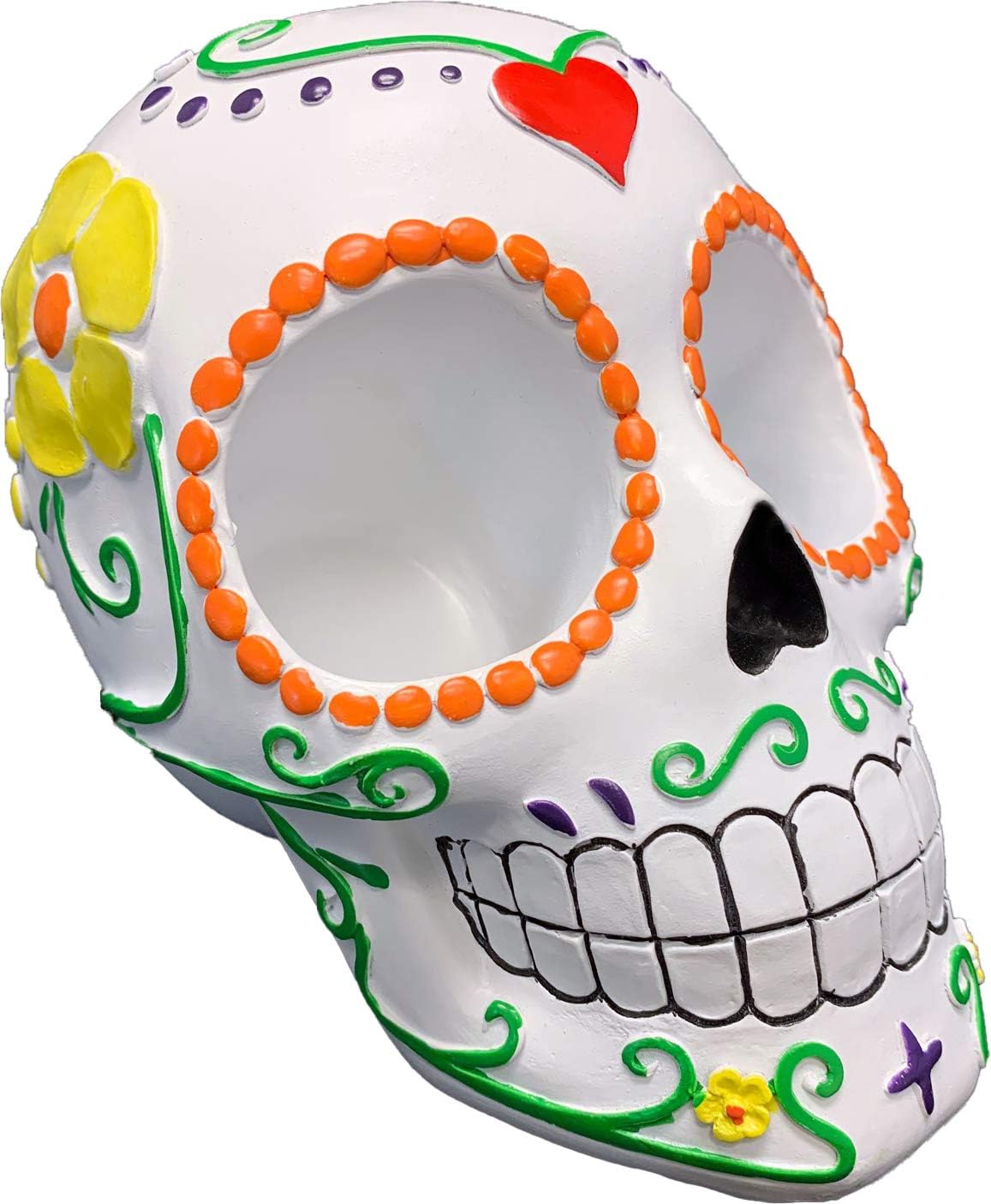 DWK 7-inch Sugar 'N' Spice Hand Painted Day of the Dead Dia de Los Muertos Sugar Skull Salt and Pepper Shaker Kitchen Dining Set
