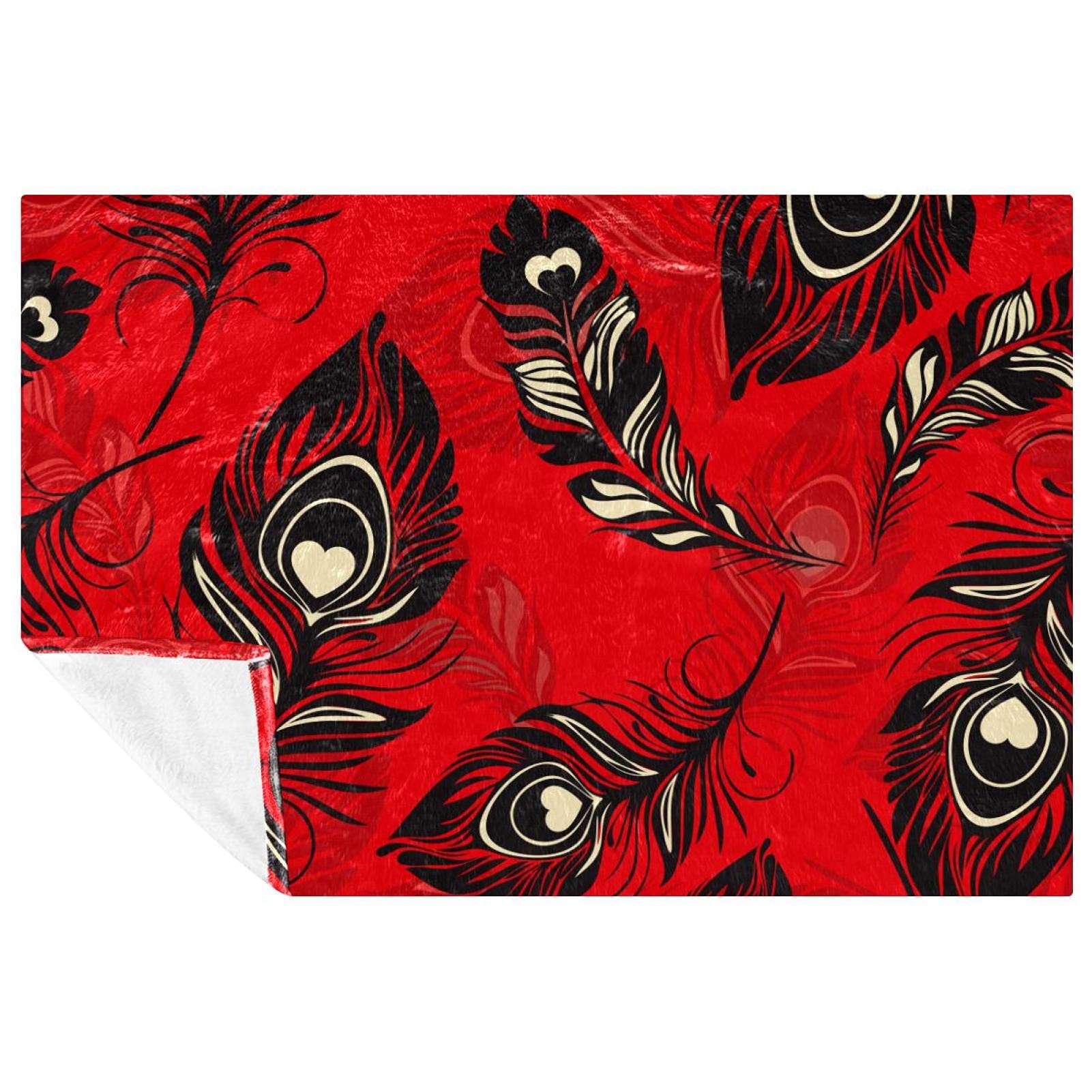 Couverture chaude pour lit contre le froid plaid canapé plumes rouges 150x100