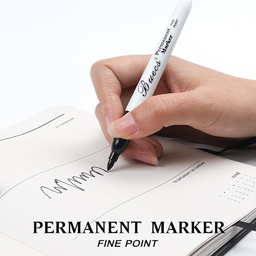 Miniatura 3 de Marcadores permanentes, 60 marcadores permanentes negros, punta fina, marcadores impermeables y a prueba de manchas, secado rápido, suministros de