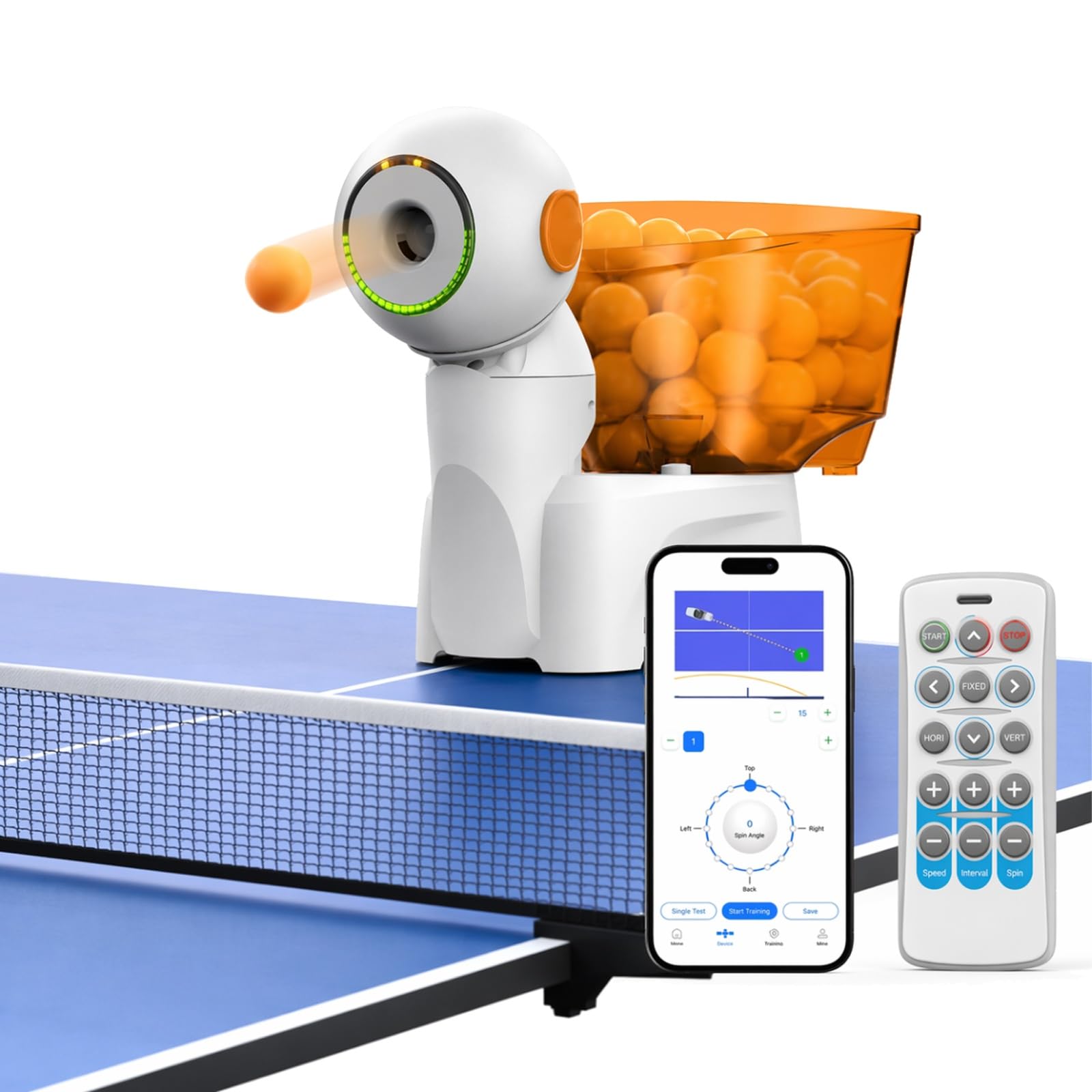 Macchina da ping pong da tavolo con esercizi di allenamento preimpostati