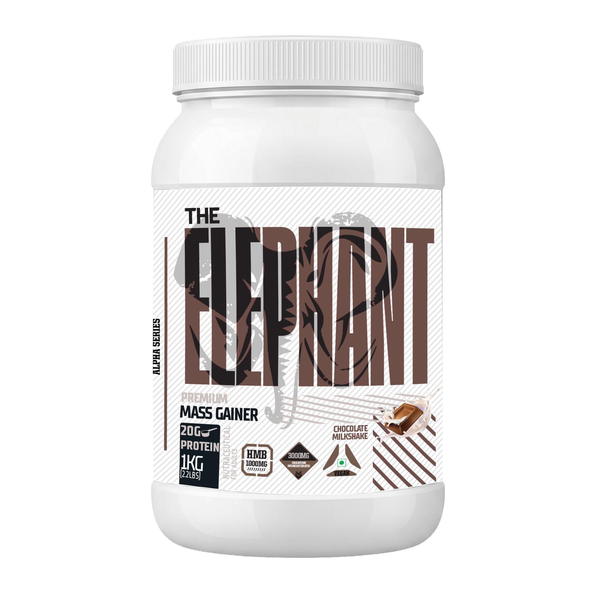 Absolute Nutrition Elephant Mass Gainer Chocolate Milkshake, 1Kg. 20g protein Per Scoop.-image-16