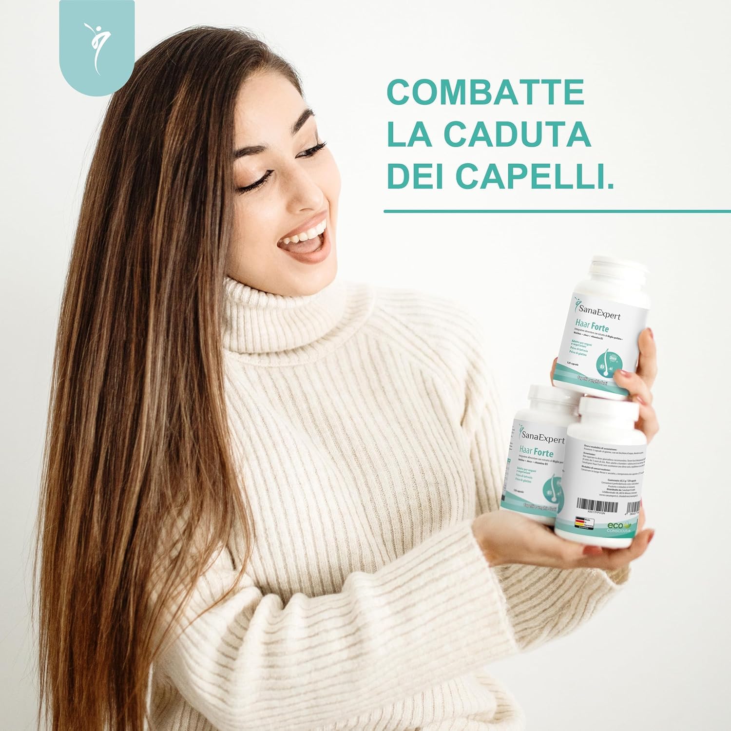 SanaExpert Haar Forte - Integratore per Capelli e Unghie - Con Biotina, Zinco, Miglio Perlato e Selenio - 120 Capsule Vegane - Prodotto in Germania