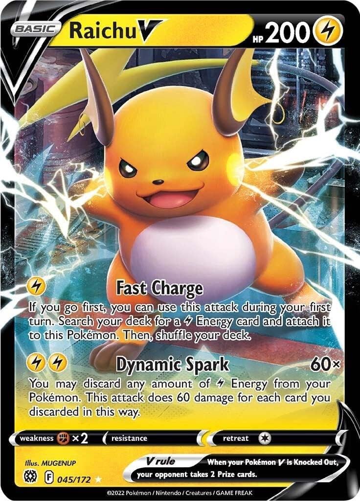 Raichu V 045/172 Brilliant Stars - Ultra Rare Pokemon Card - Holo Foil