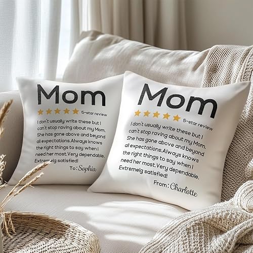 Custom Five-Star Throw Pillow Cover for Mom, Personalized Name Mother's Day Home Decor Gift for Mother Mom Mama