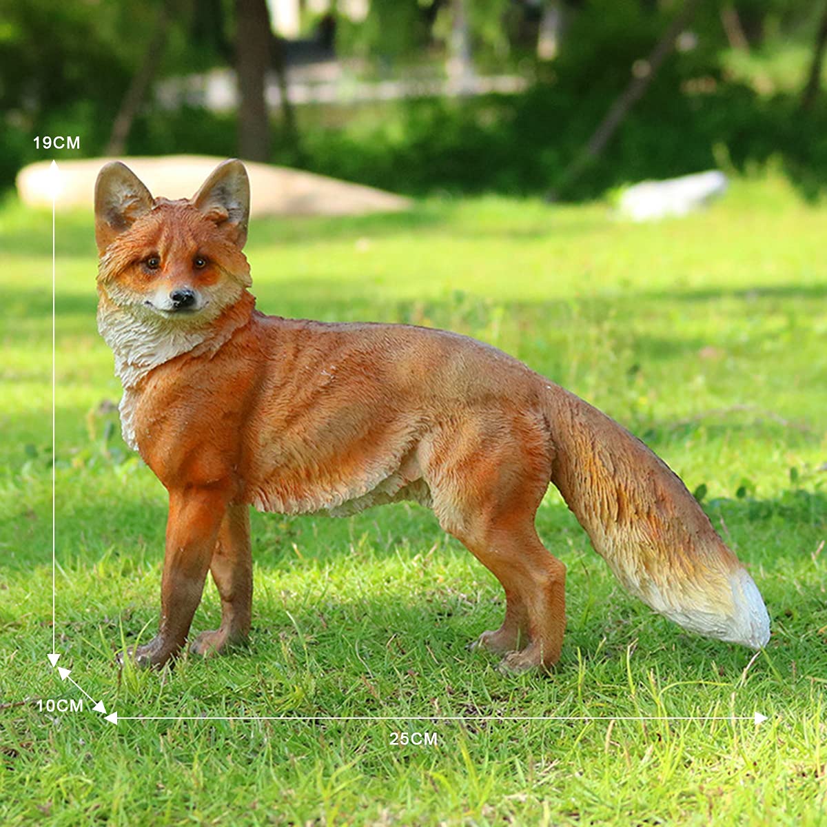 Garden Ornament, Realistic Fox Woodland Statue, Hand Painted