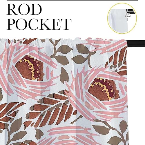 Miniatura 3 de Art Nouveau Pastel Flower Cortinas para Cocina Rod Pocket Curtain Window Divider Curtains 63inch Width by 63inch Length