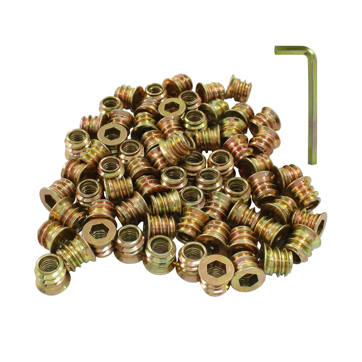 100 Pcs M6 x 10mm Threaded Inserts for Wood, Nut Threaded Wood Inserts for Furniture