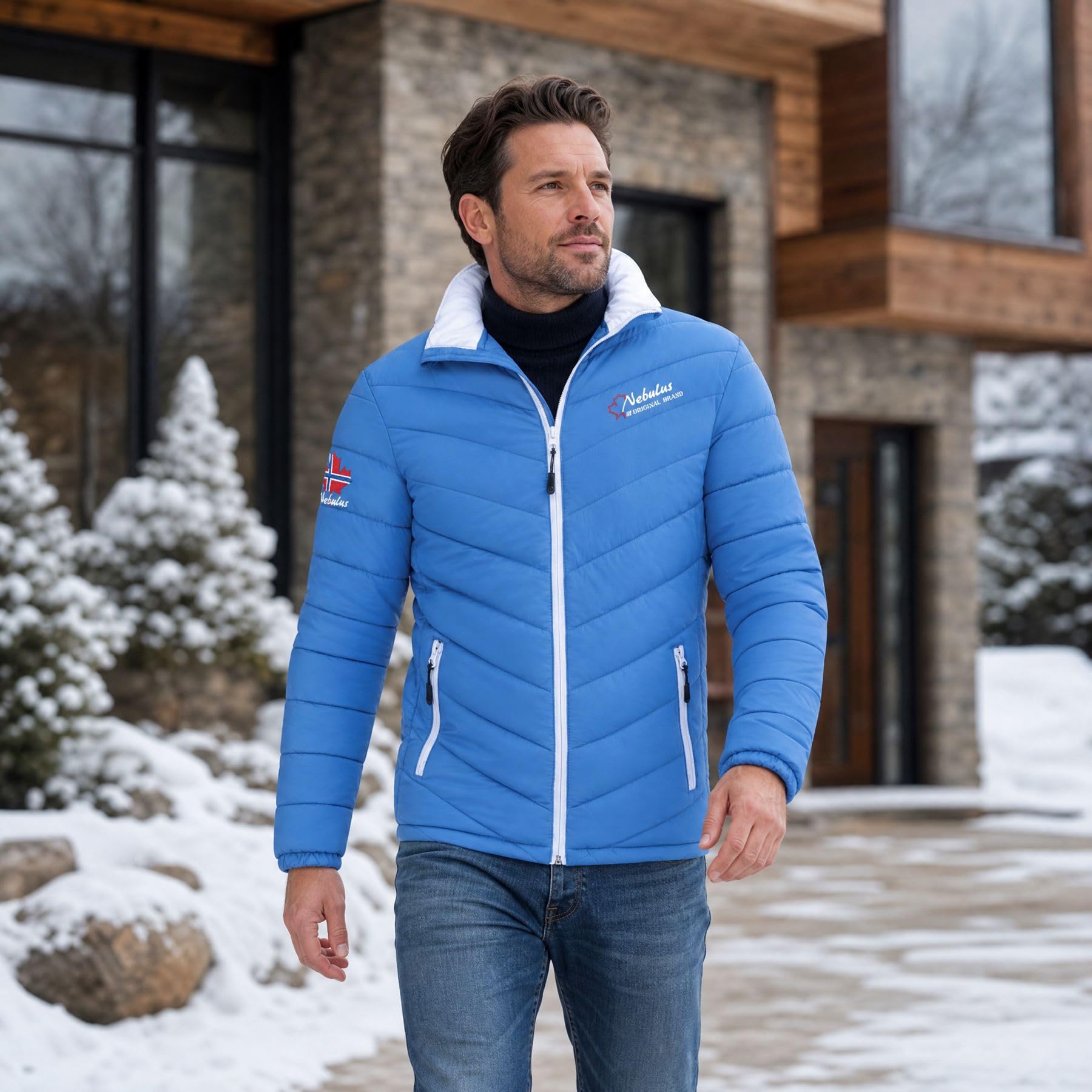 Nebulus Glossy Leman, Giubbotto Giacca Invernale a colletto rialzato, Da uomo azzurro, XXL