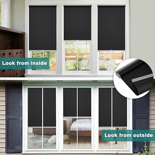 Miniatura 4 de Changshade Persiana enrollable de tela sin cordón, persianas de bloqueo de luz para ventanas con aislamiento térmico, protección UV, persianas