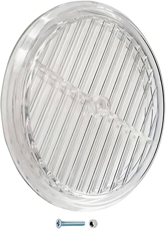 Cam Menfezi - Şeffaf Doğalgaz ve Kombi Havalandırma Menfezi, Sabit Kanatlı Yuvarlak Cam Tipi Havalandırma Kapağı -180mm (Vida ve Somun Dahil) (ŞEFFAF)
