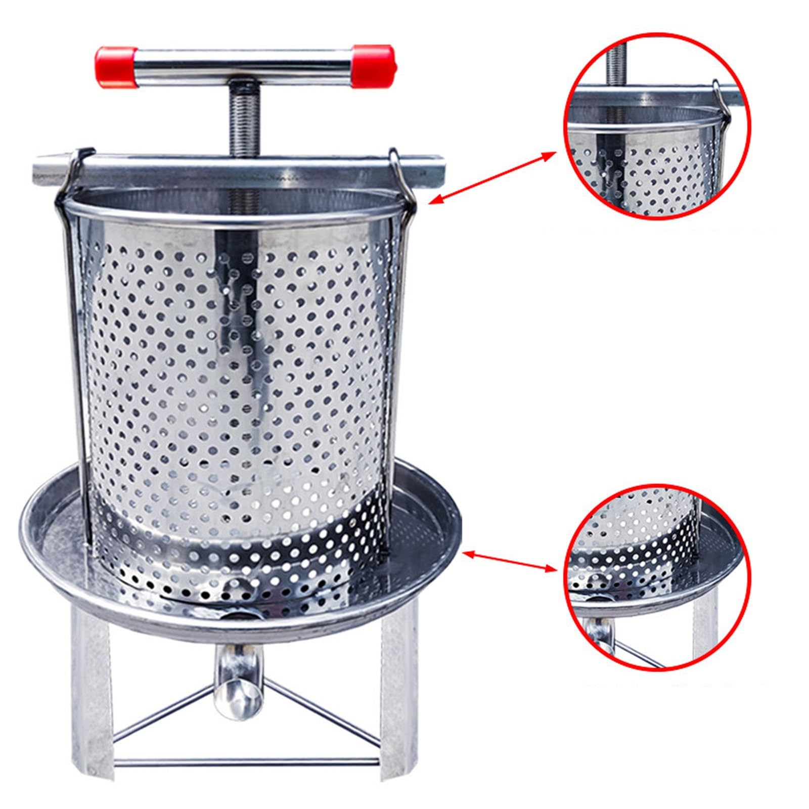 Estrattore di Miele Manuale, Pressa per Miele in Acciaio Inox, Pressa per Frutta e Vino, per Miele, Succo di Vino, Verdure, Produzione di Olio D'oliva