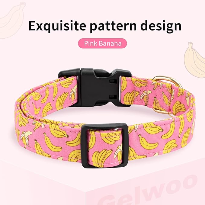 Collar de algodón para perro con diseño de plátano, ajustable, talla M miniatura 2
