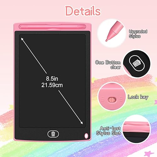 Miniatura 3 de Paquete de 20 tabletas de escritura LCD para niños a granel, tablero de garabatos reutilizable de 8.5 pulgadas, tableta de escritura para niños,