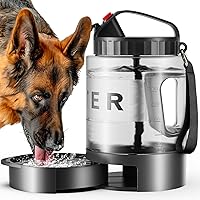 Vista 8 de Botella de agua grande para perros de 77 onzas – Dispensador de agua portátil para perros de viaje y tazón – Jarra de agua para mascotas a prueba