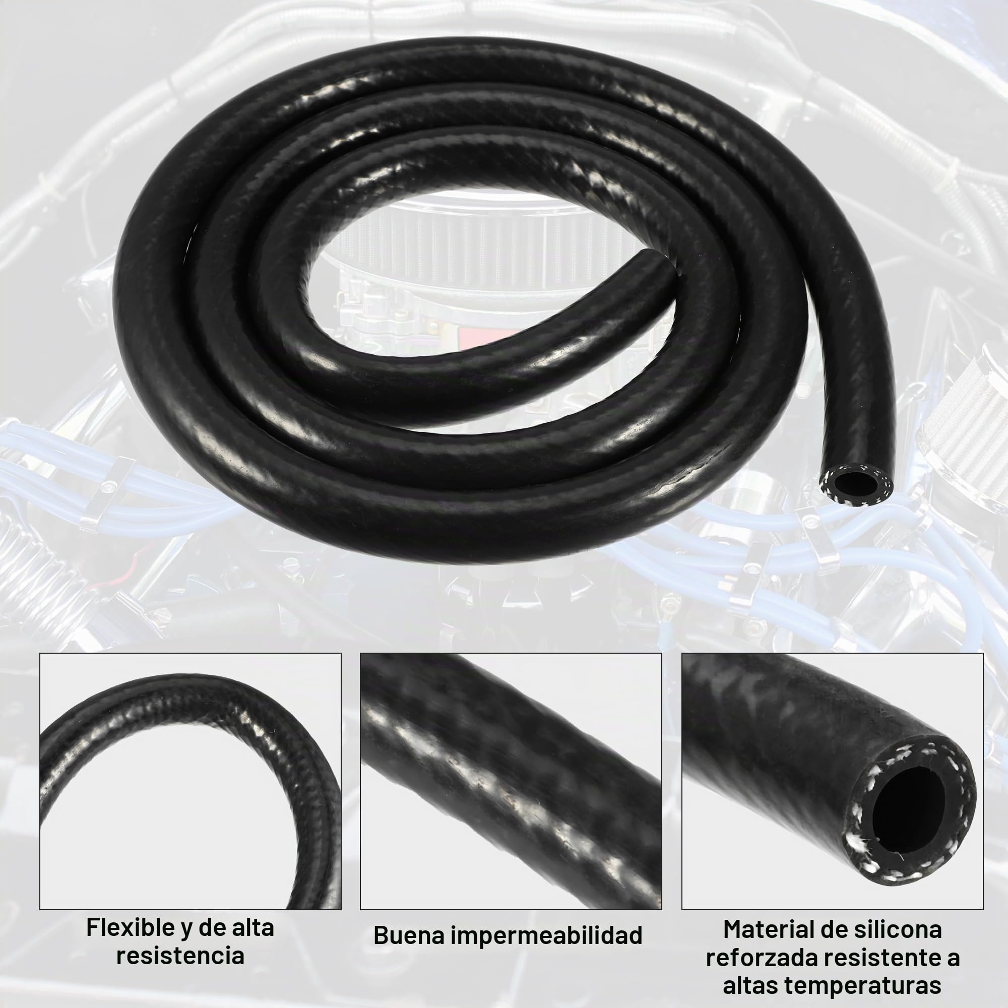 QUARKZMAN Manguera De Vacío De Silicona Para Coche Negro 1Pc Id 12Mm | Diámetro Interior 12 Mm, Longitud 1.5 M, Grosor 4 Mm, Para Benz, Para Bmw, Para Audi, Para Toyota, Para Ford