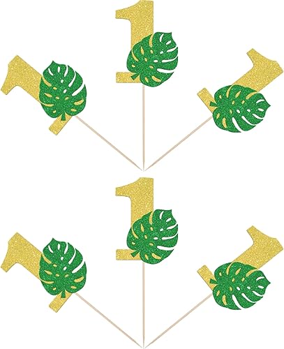 Miniatura 10 de 30 piezas de dos adornos salvajes para cupcakes con purpurina de hoja de Monstera, dos palomas, hojas de palma, decoraciones de pastel de segundo