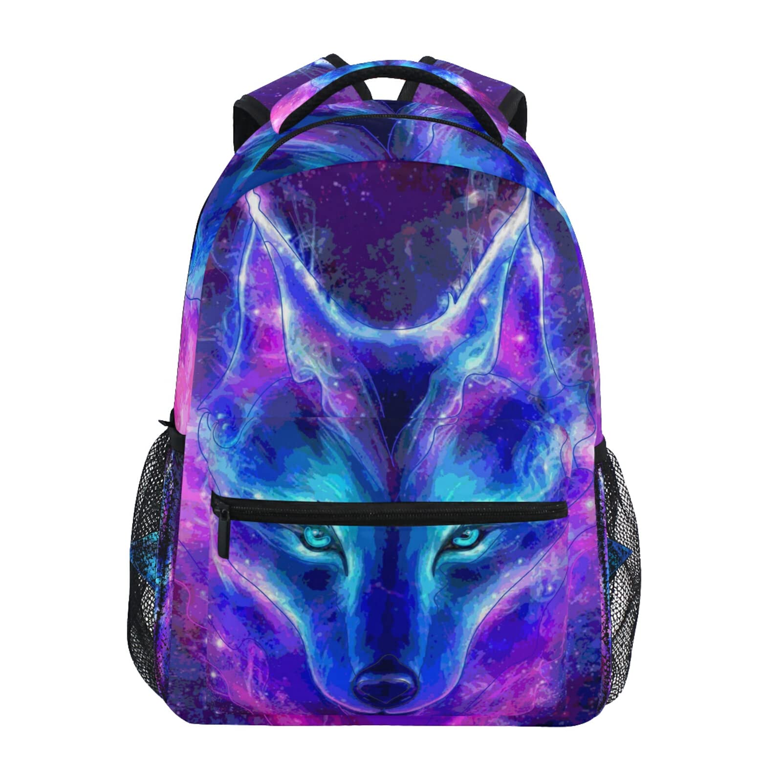 ALAZA Kids Backpacks Wolf Boys Backpacks for Elementary Galaxy Bookbag 3rd 4th 5th Grade School Bag Ages 10-12 Personalized Travel Daypack Laptop Back Pack